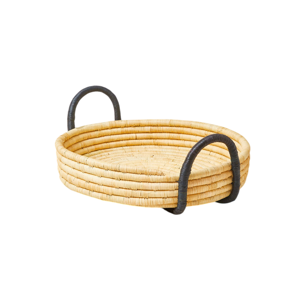 Contrast Handle Raffia Tray