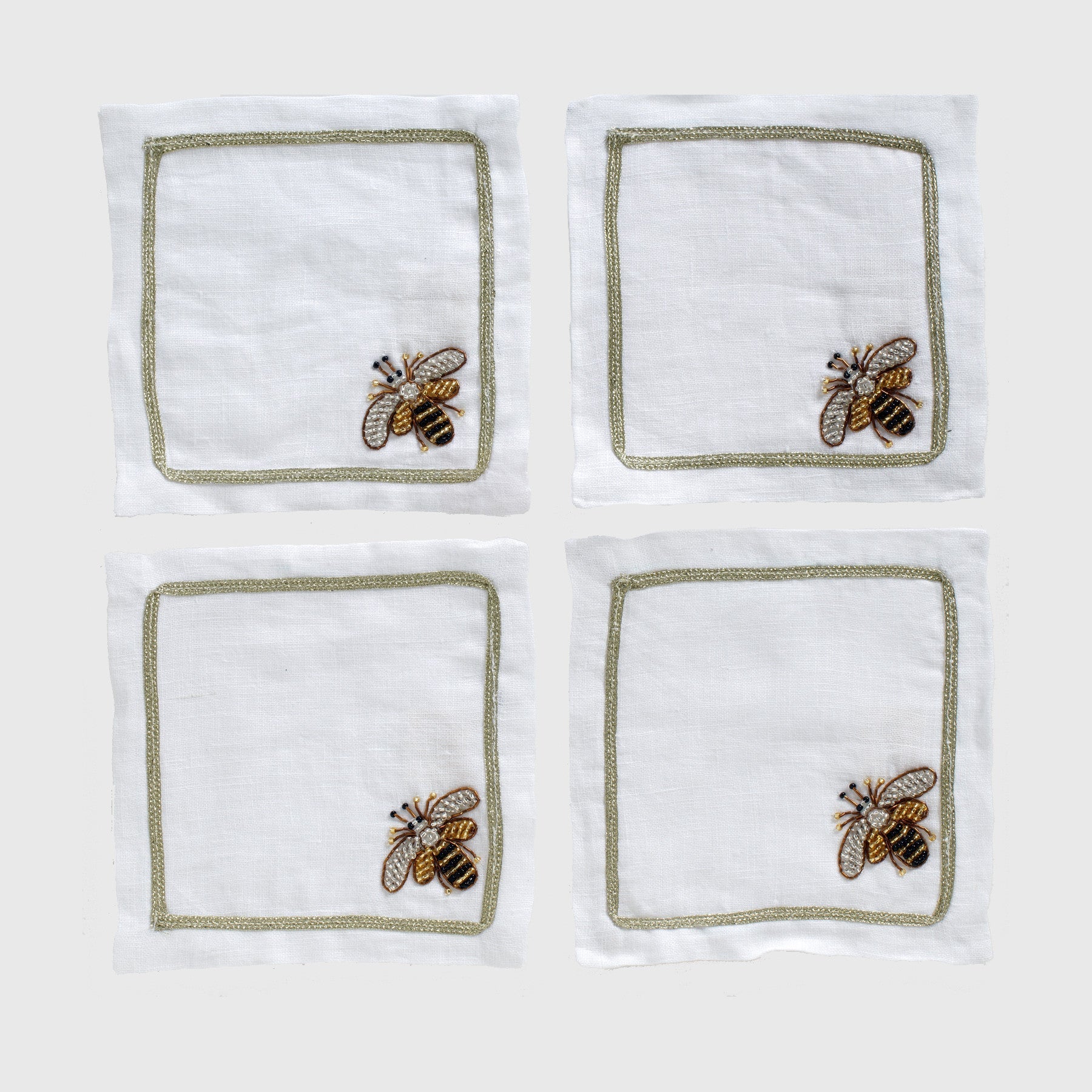 Stripey Bee Cocktail Napkins (Set of 4)