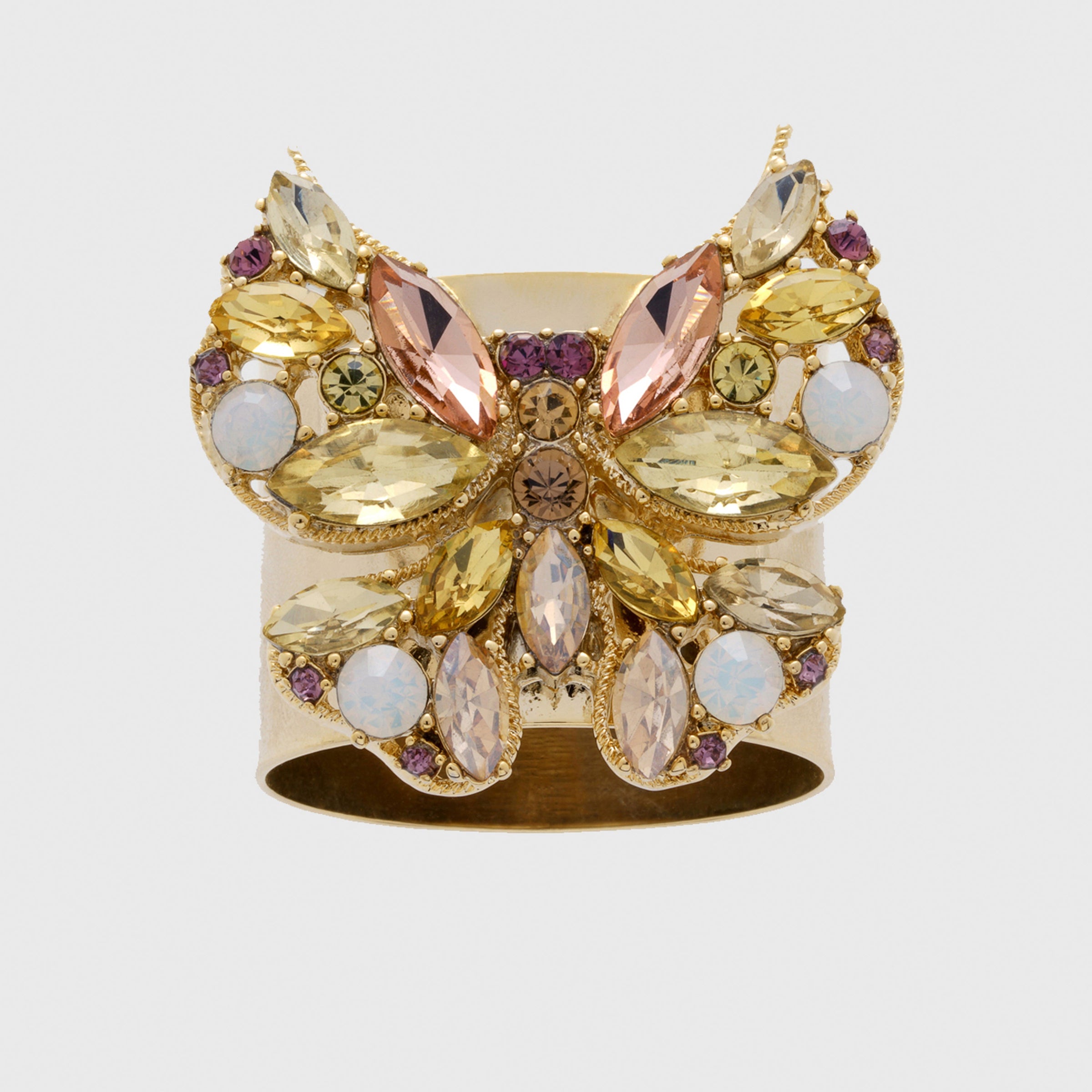 Jeweled Butterfly Napkin Rings - Yellow (Set of 2)
