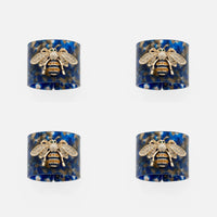 Stripey Bee Resin Napkin Rings - Blue Tortoiseshell (Set of 4)