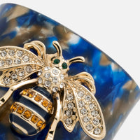 Stripey Bee Resin Napkin Rings - Blue Tortoiseshell (Set of 4)