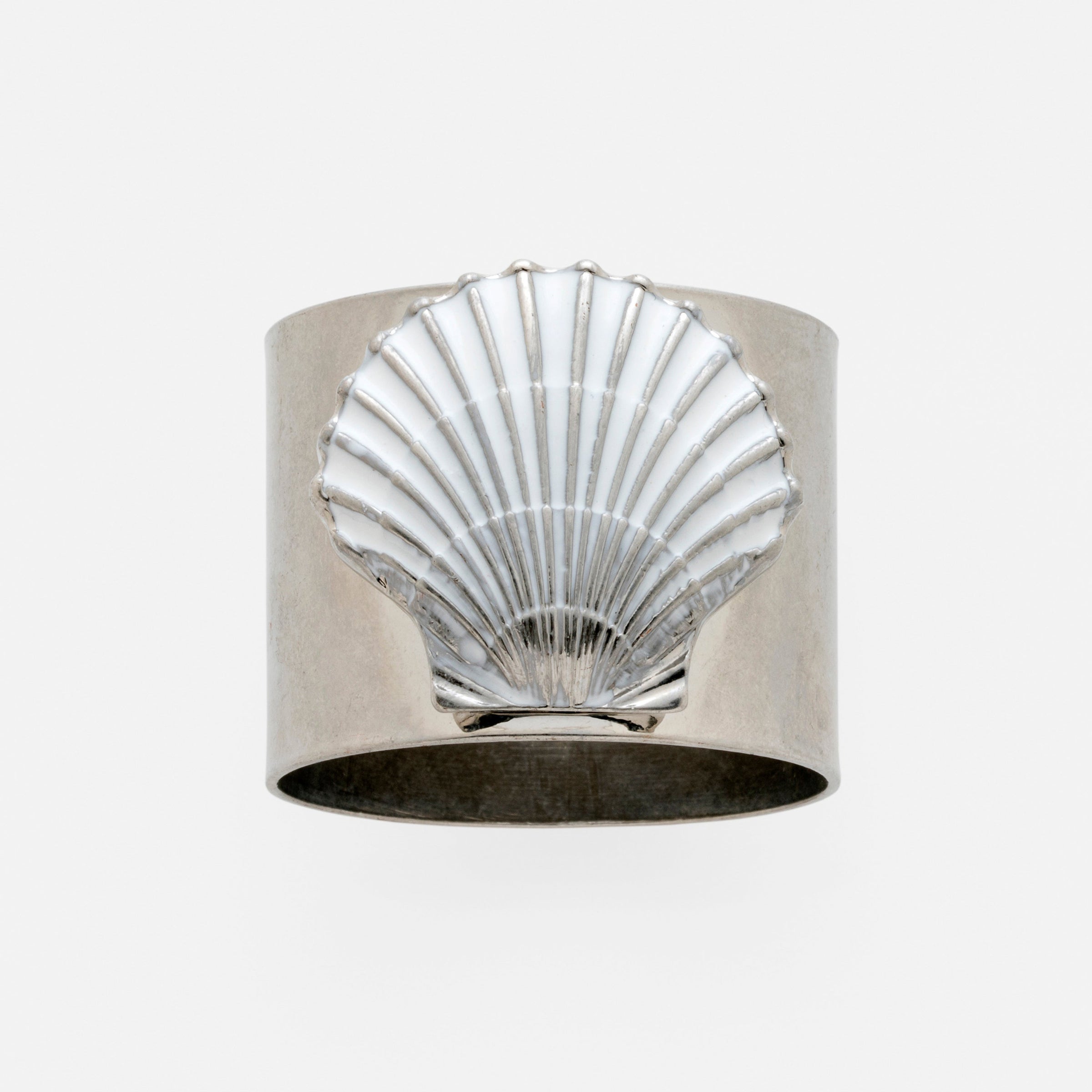 Painted Shell Napkin Rings - White (Set of 2)
