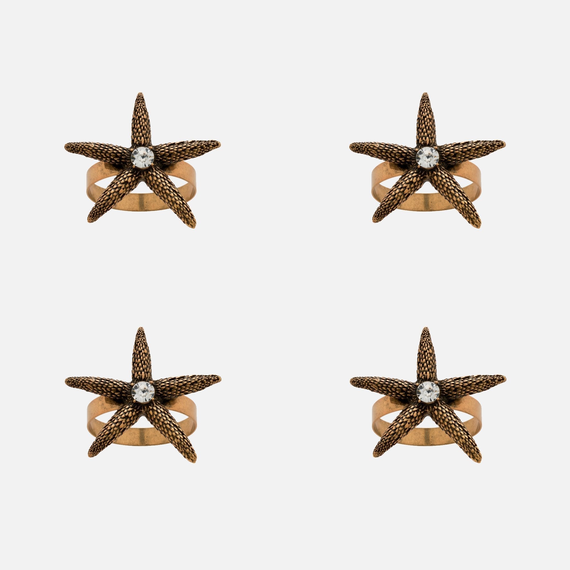 Starfish Skinny Napkin Rings - Bronze (Set of 4)