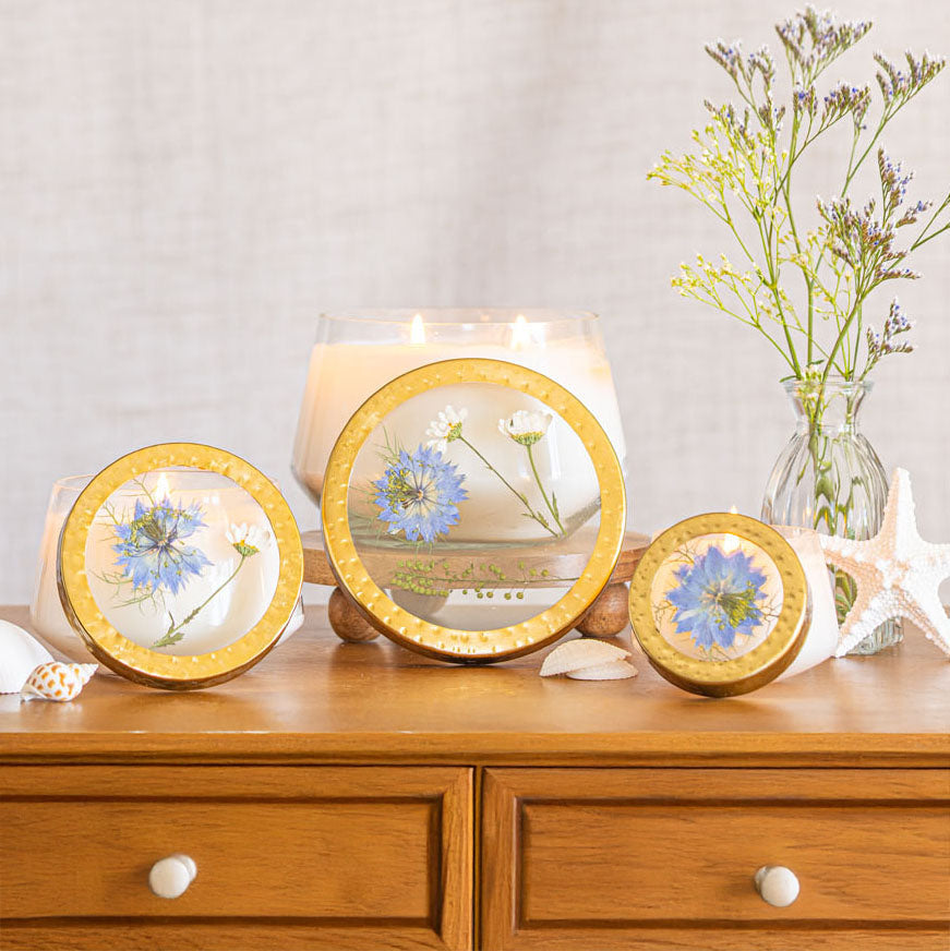 Signature Pressed Floral Candle - Sea Salt Mist