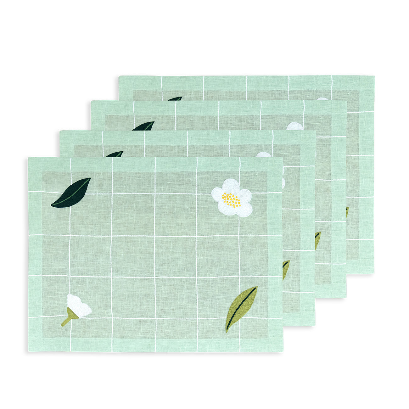 Hand Embroidered Trellis Placemats 14" × 18" (Set of 4)
