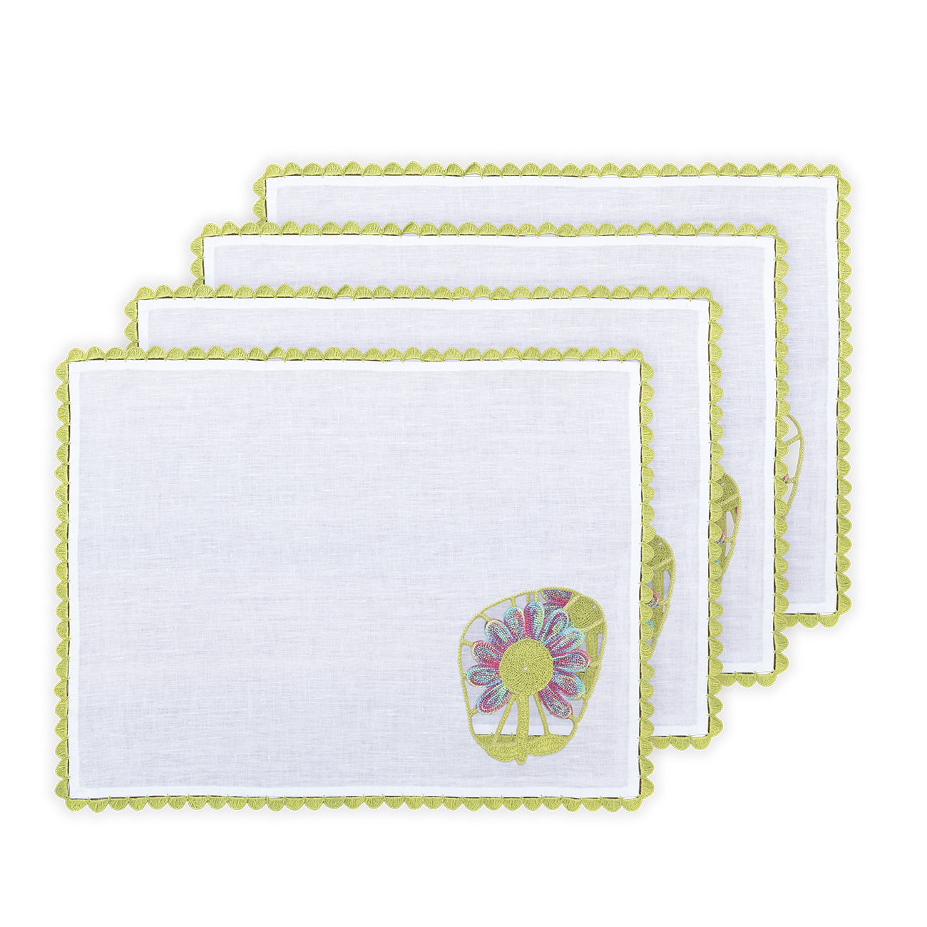 Hand Crochet Garden Placemats 14" x 18" (Set of 4)