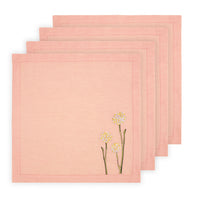 Hand Embroidered Flora and Flutter Napkins 18" x 18" (Set of 4)