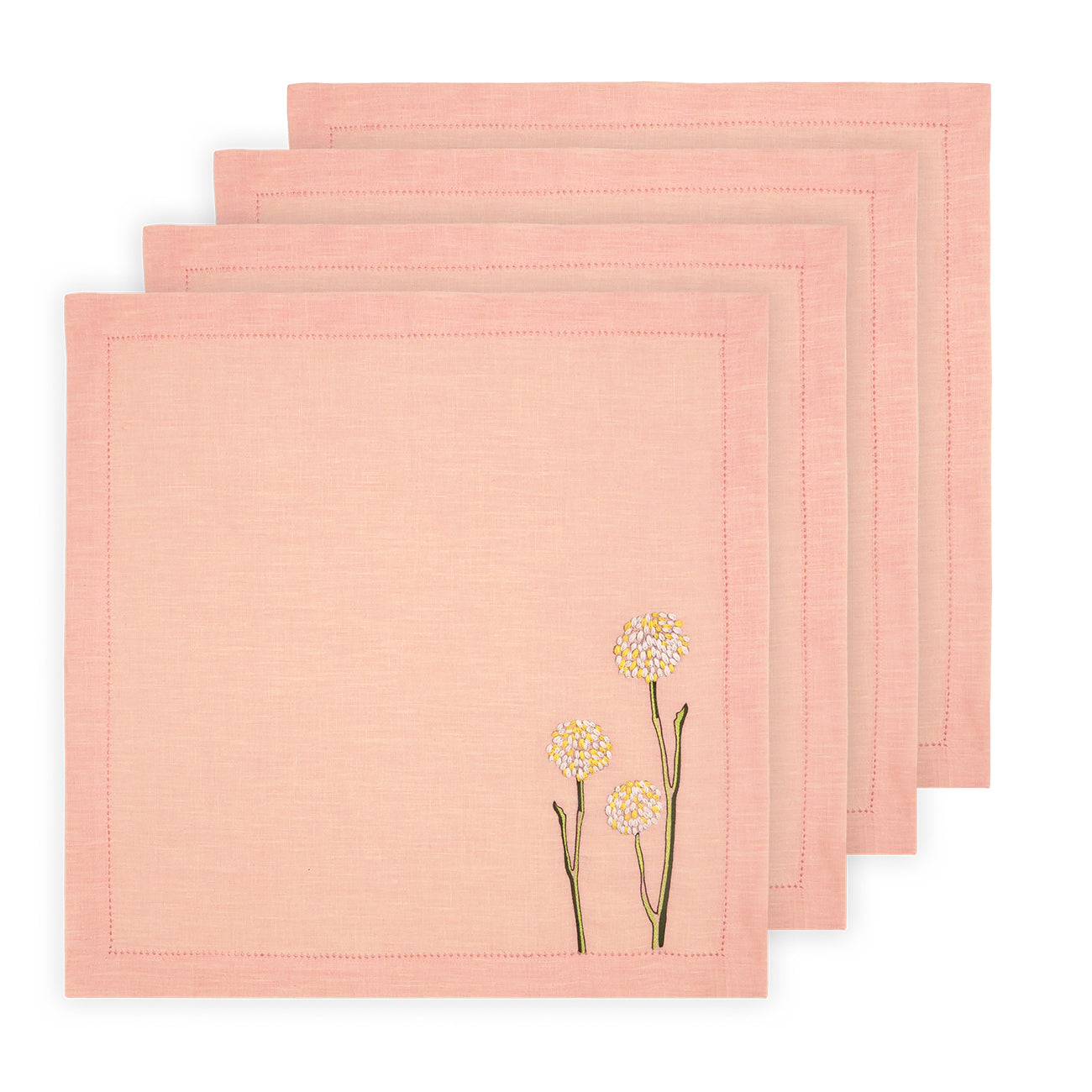 Hand Embroidered Flora and Flutter Napkins 18" x 18" (Set of 4)