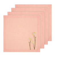 Hand Embroidered Flora and Flutter Napkins 18" x 18" (Set of 4)