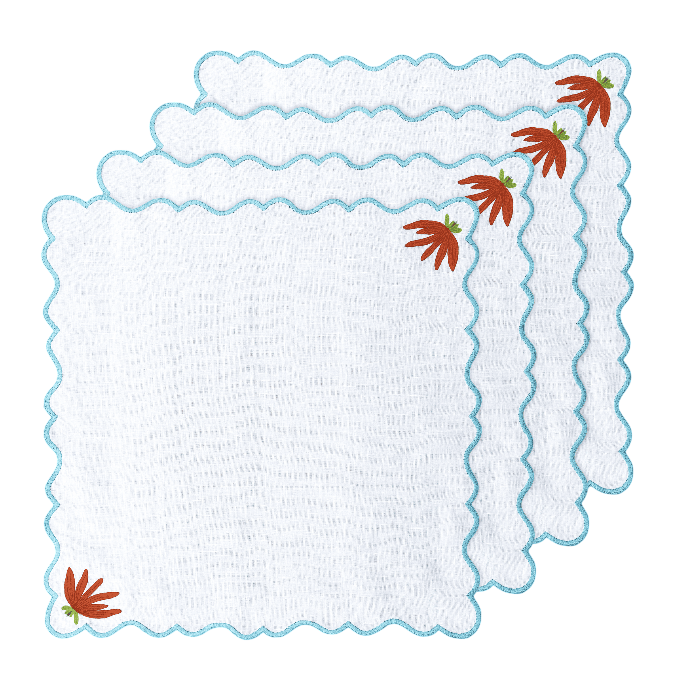 Hand Embroidered Heirloom Petals Napkins 18" x 18" (Set of 4)