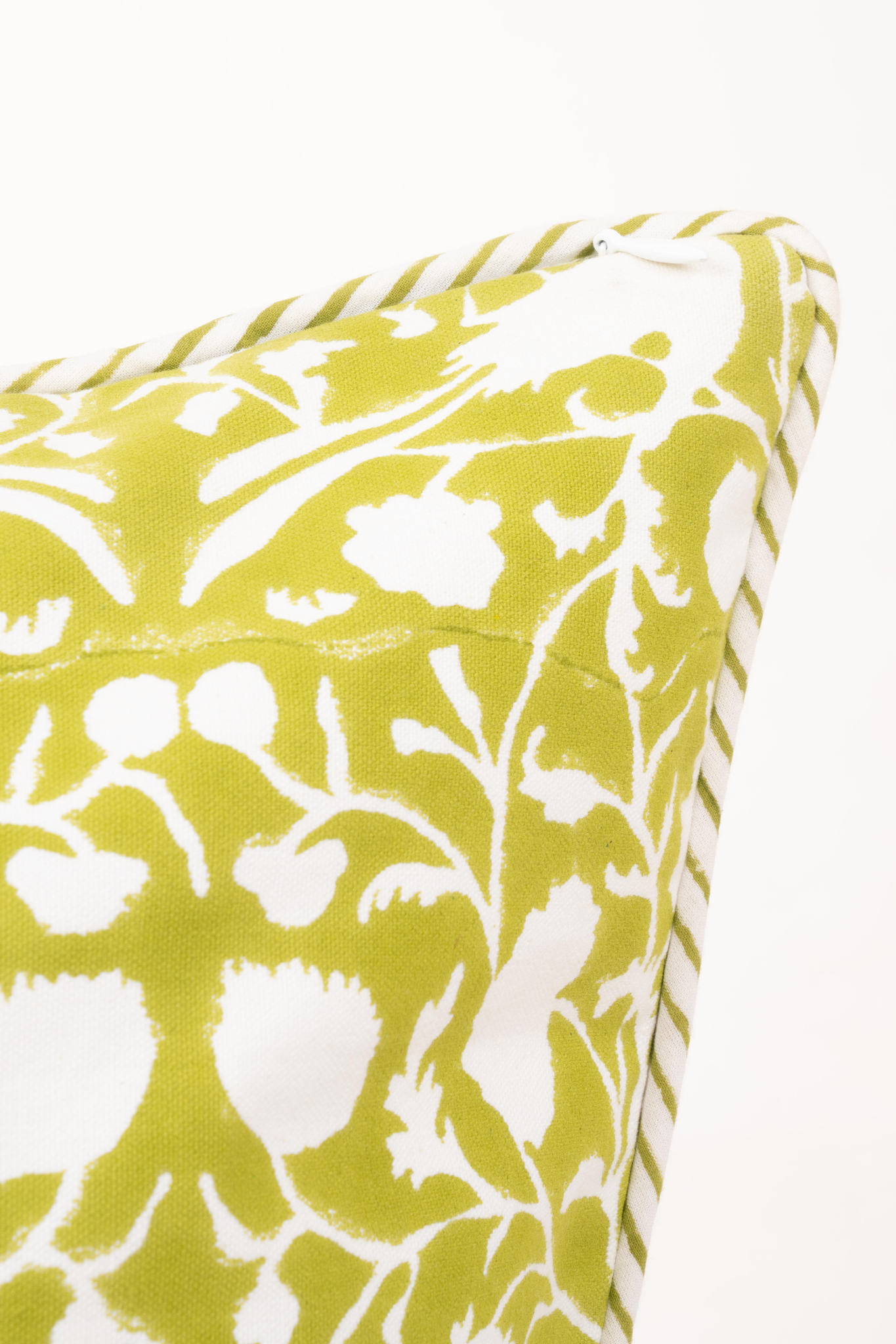 Birds of a Feather Blockprint Pillow in Olive Green