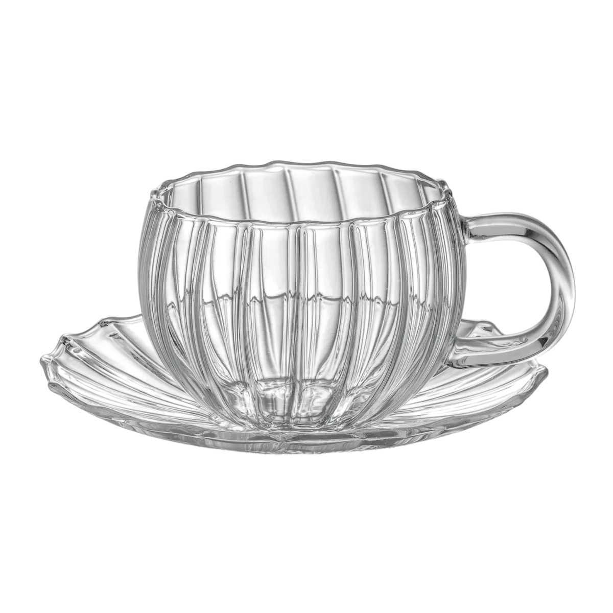 Sahara Coffee & Tea Set 2 Espresso Cups Clear w/ Handle