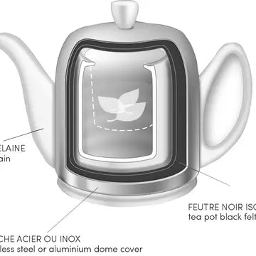 Salam Teapot - 6 Cups (33 oz) Ceramic & Stainless Steel