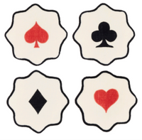 Card Suite Embroidered Linen Coasters (Set of 4)