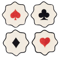 Card Suite Embroidered Linen Coasters (Set of 4)