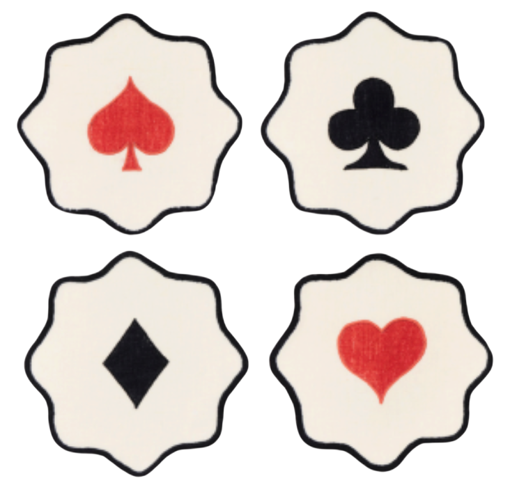 Card Suite Embroidered Linen Coasters (Set of 4)
