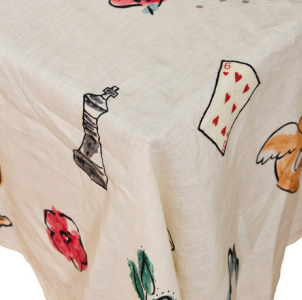 Salon Embroidered Linen Tablecloth