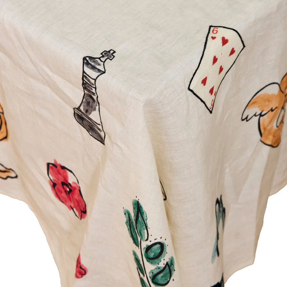 Salon Embroidered Linen Tablecloth