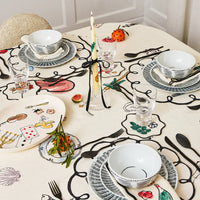 Salon Embroidered Linen Tablecloth