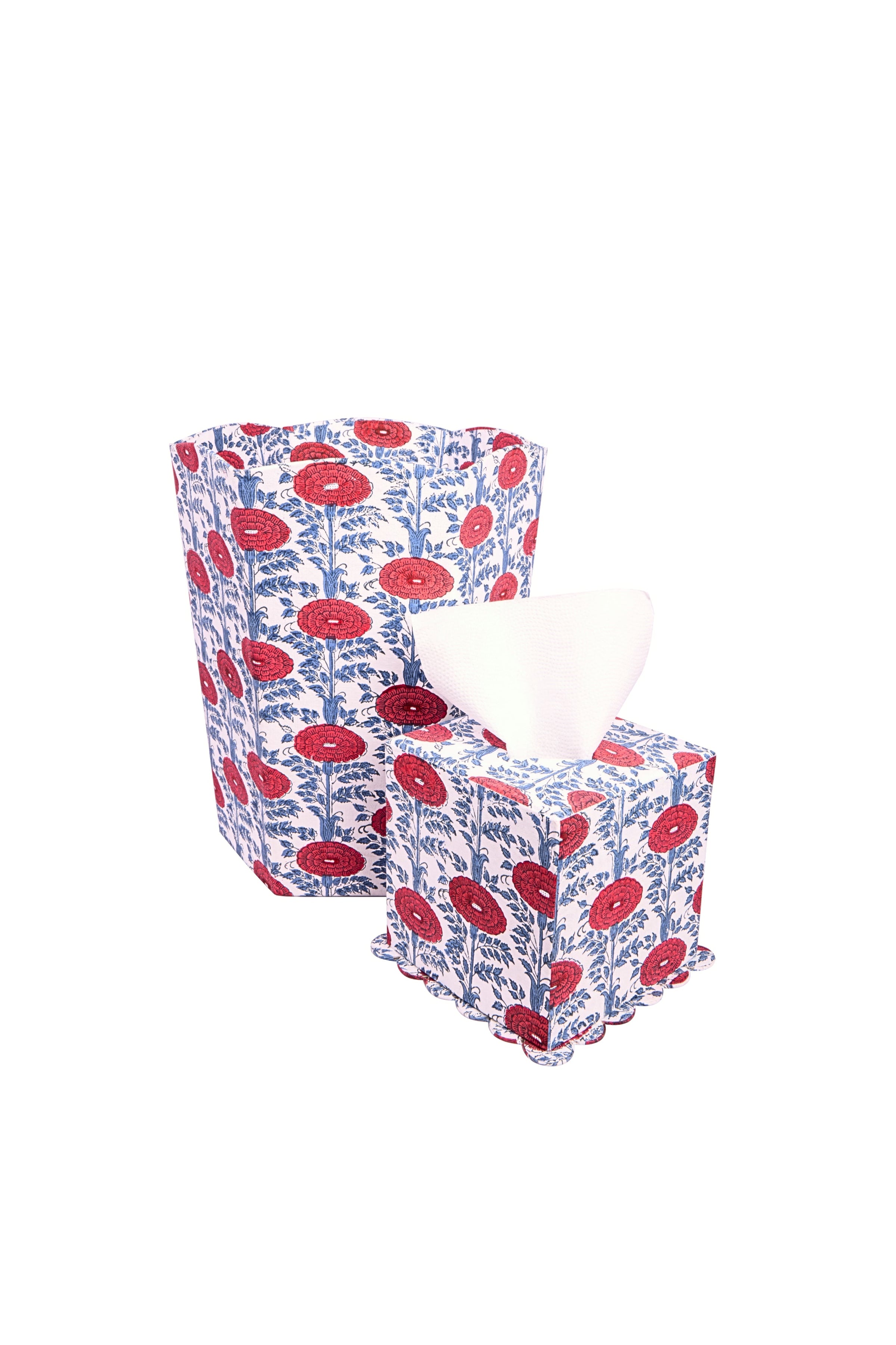 Blockprint Scallop Waste Bin / Storage Bin in Araminta