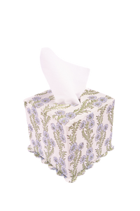 Scallop Tissue Box Cover in Forget-Me-Not Blockprint