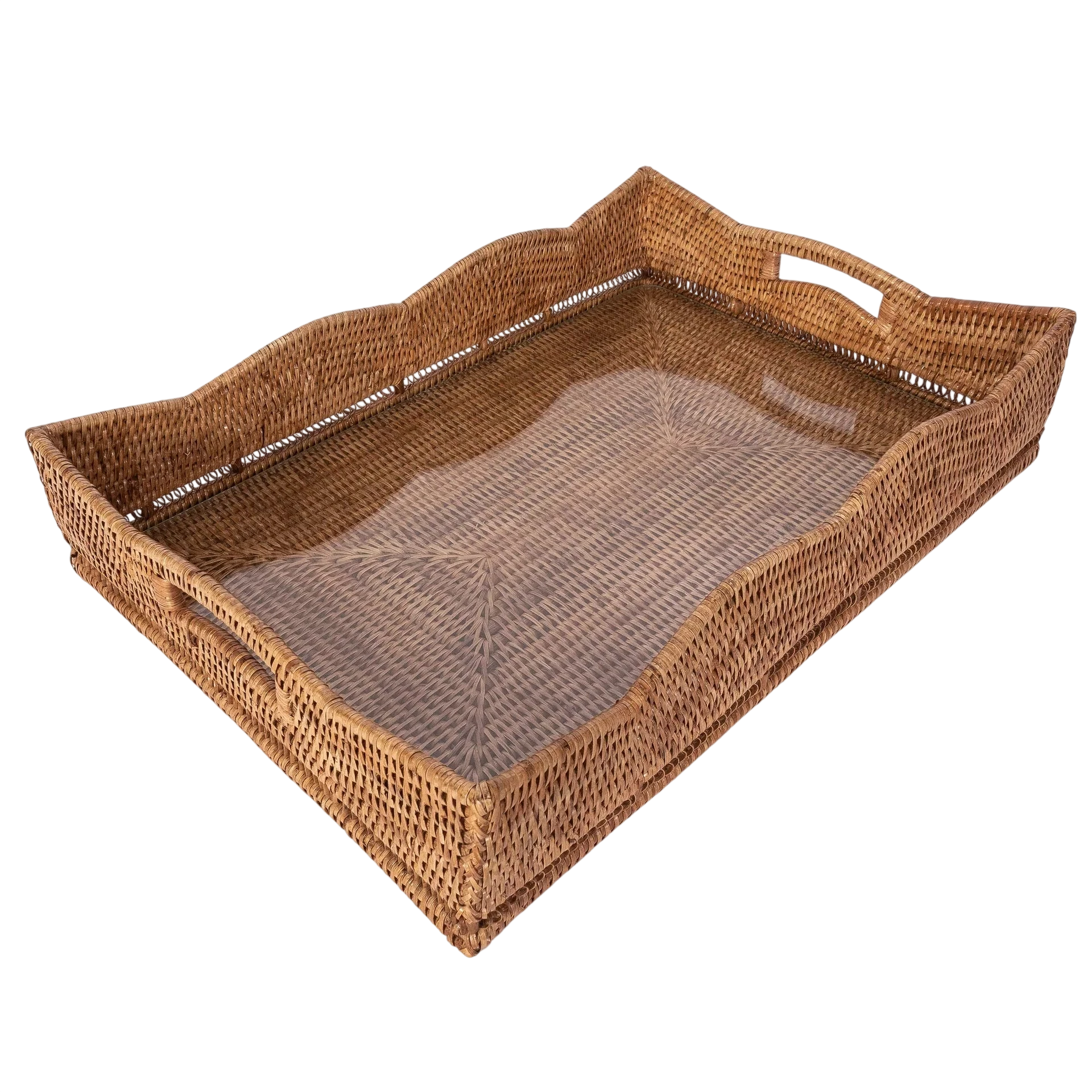 Scallop Rectangular Tray With Glass Insert