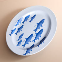 School of Fish Melamine Oval Rimmed Platter
