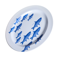 School of Fish Melamine Oval Rimmed Platter