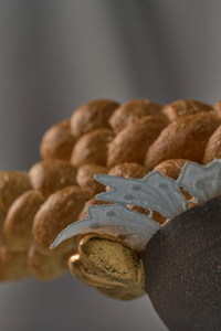 Stoneware Fruit Bowl "Pumpernickel" with Gold Leaves