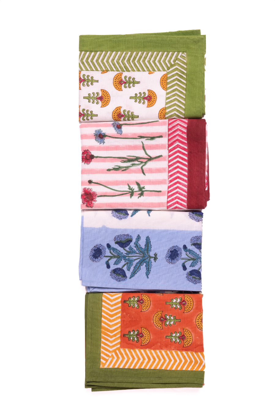Orange Buti Blockprint Dish Towel