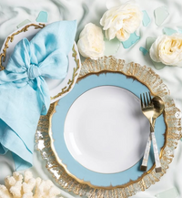 Bow Linen Napkin - Aqua (Set of 2)