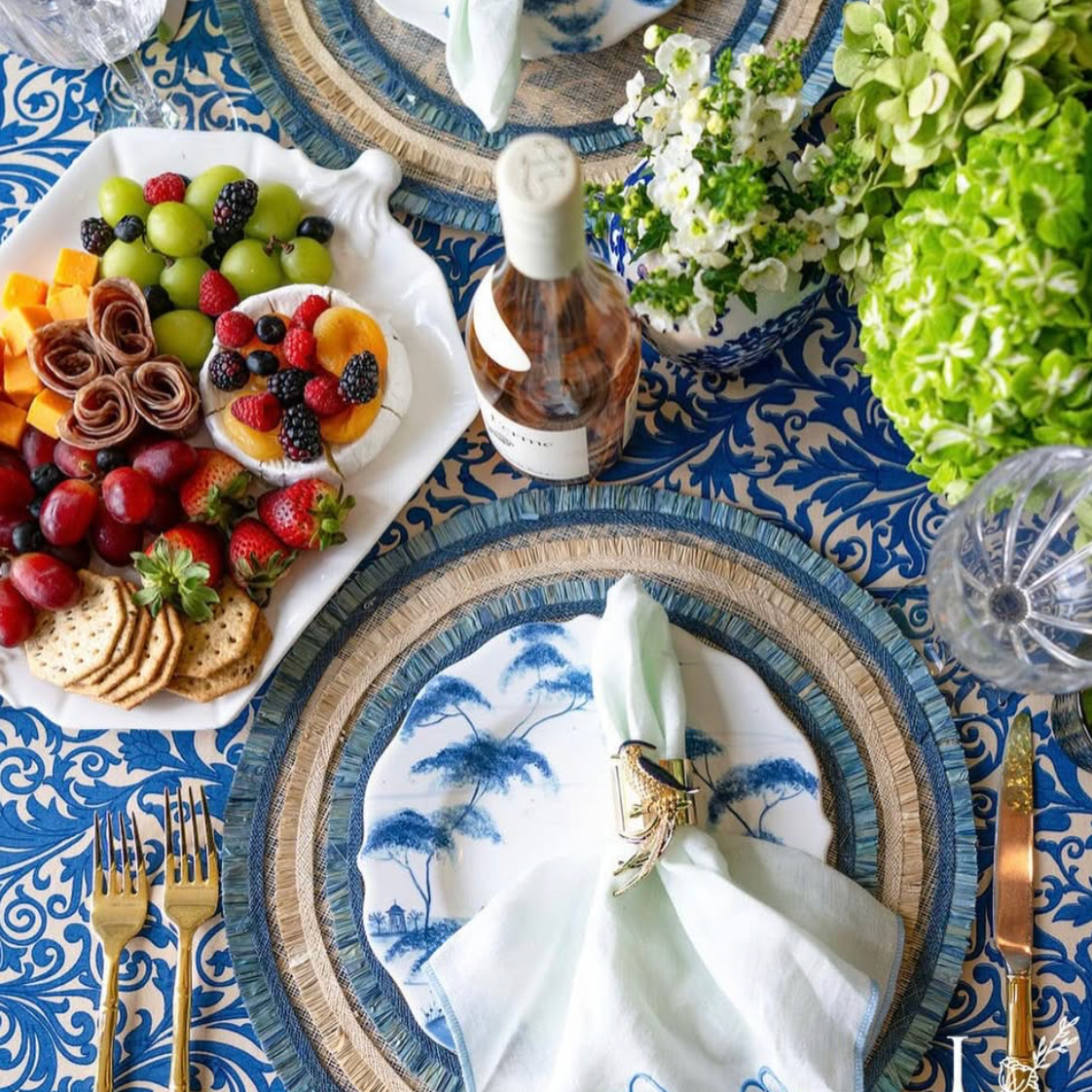 Ruffle Edge Straw Placemats - Indigo (Set of 4)