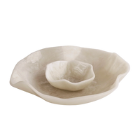 Resin Alabaster Bowl with Dip White Swirl