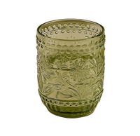 Petra Embossed Drinking Glasses, Green, Set of 4
