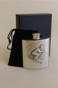 Skier Flask English Pewter 6oz.