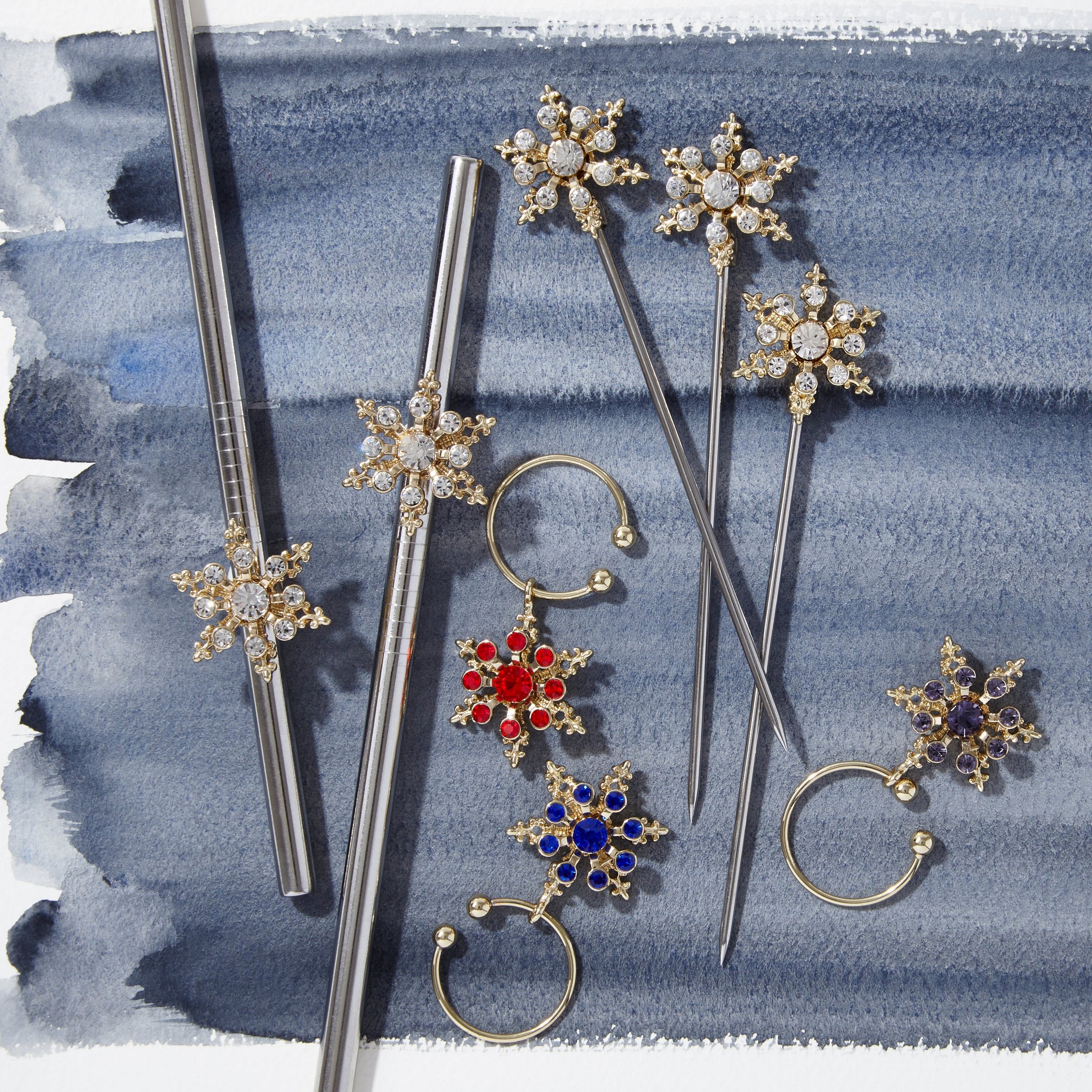 Snowflake Wine Charms - Jewel Tones