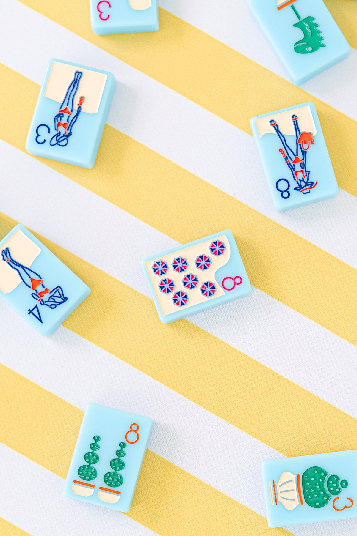 Mahjong Game Mat: Cabana Stripe in Yellow