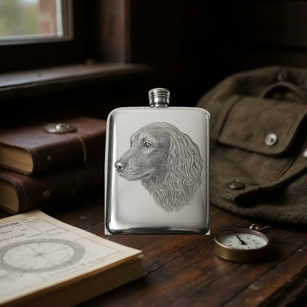 Spaniel English Pewter 6oz Flask