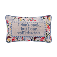 Spill the Tea Needlepoint Pillow