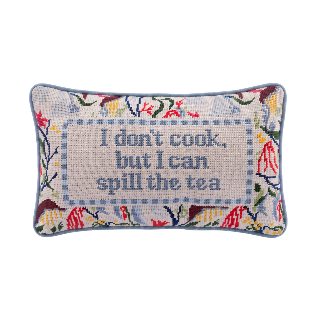 Spill the Tea Needlepoint Pillow