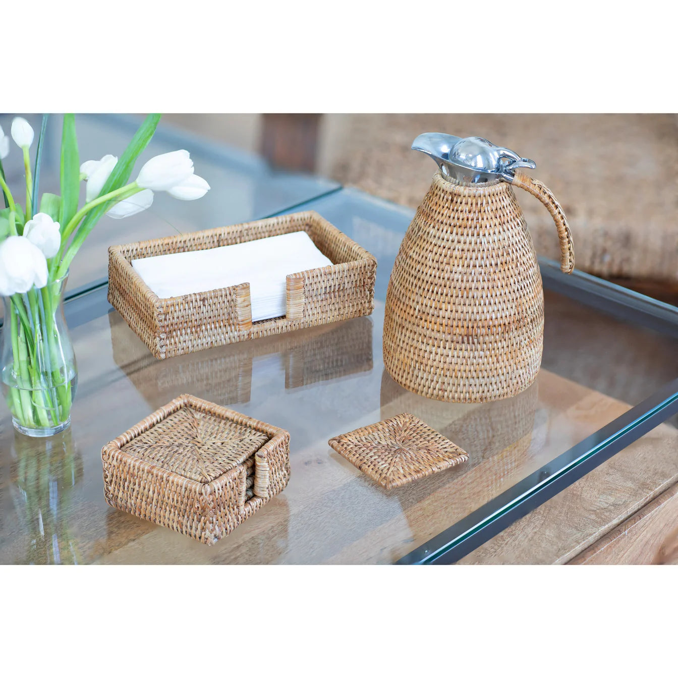 Rattan Coaster Set