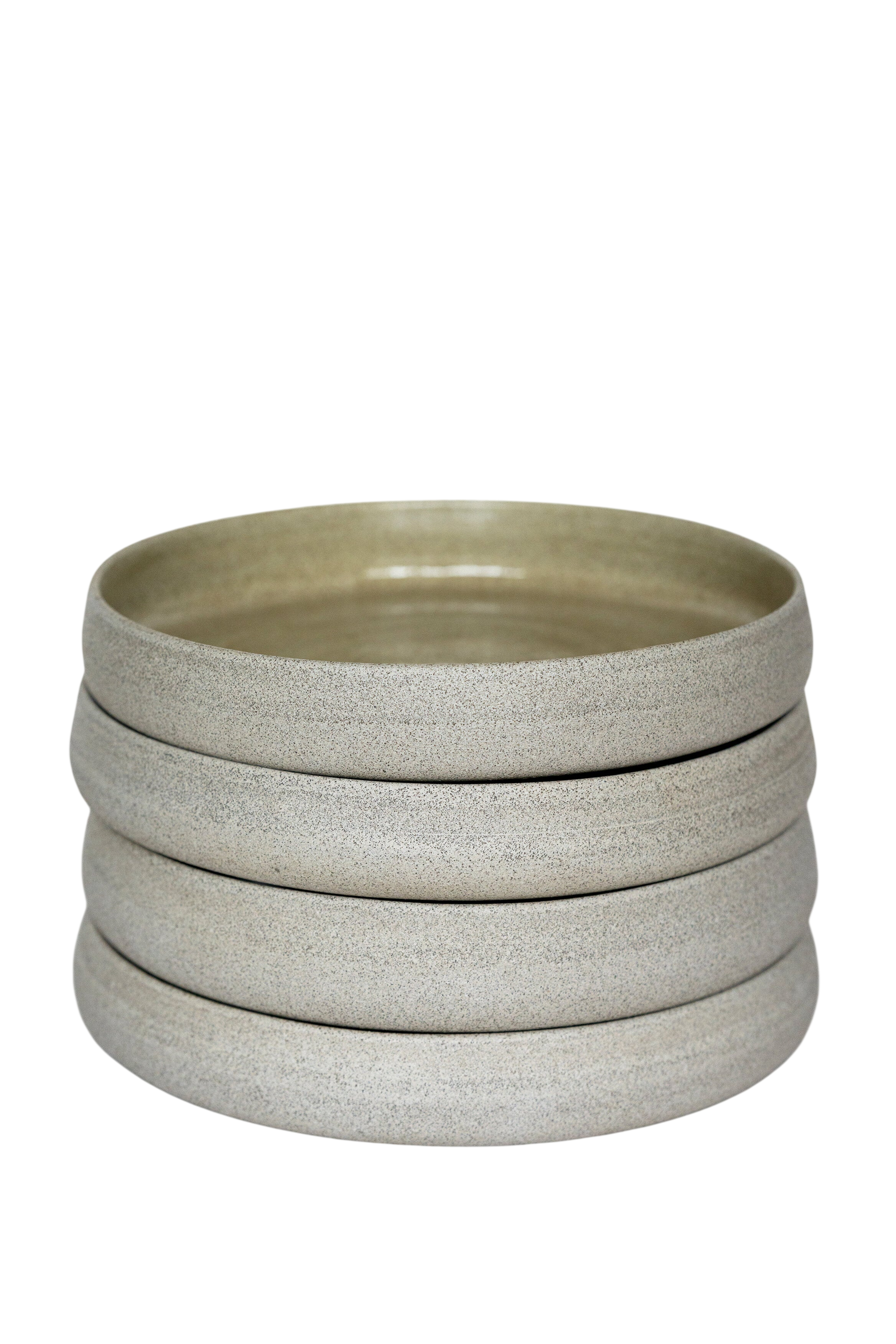 Handmade Stoneware Dinner Plates with High Sides "Concrete"