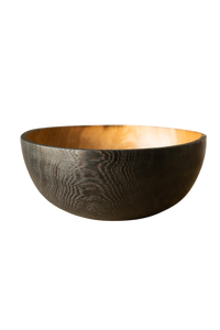 Hand Carved Large Half Charred Wooden Bowl