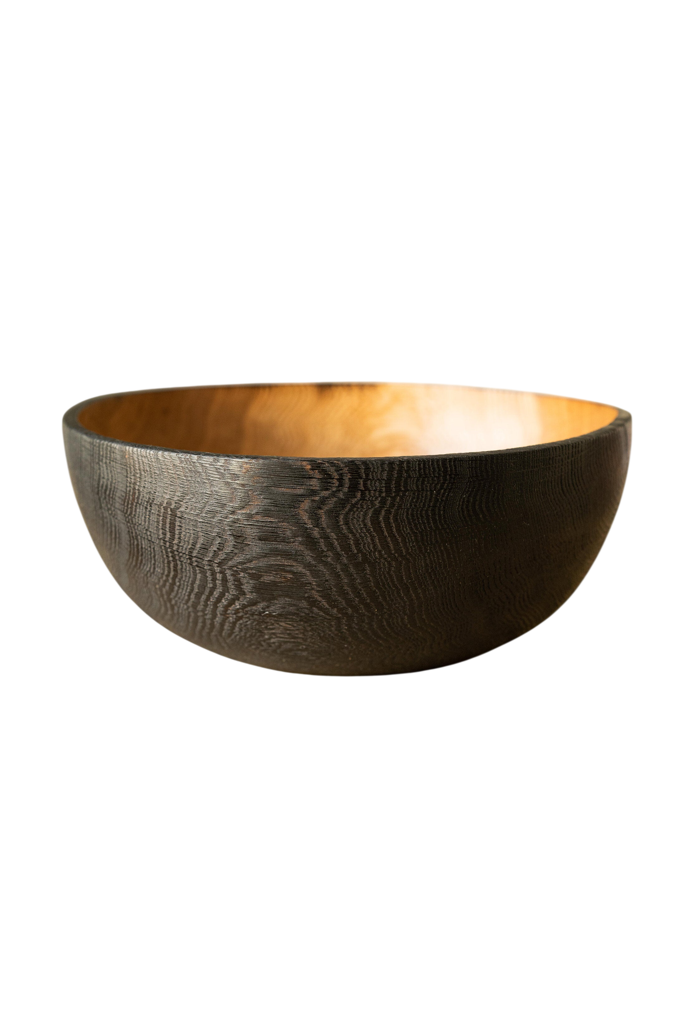 Hand Carved Large Half Charred Wooden Bowl