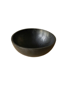 Hand-Carved Large Charred Wood Bowl