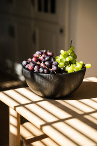 Hand Carved Large Half Charred Wooden Bowl
