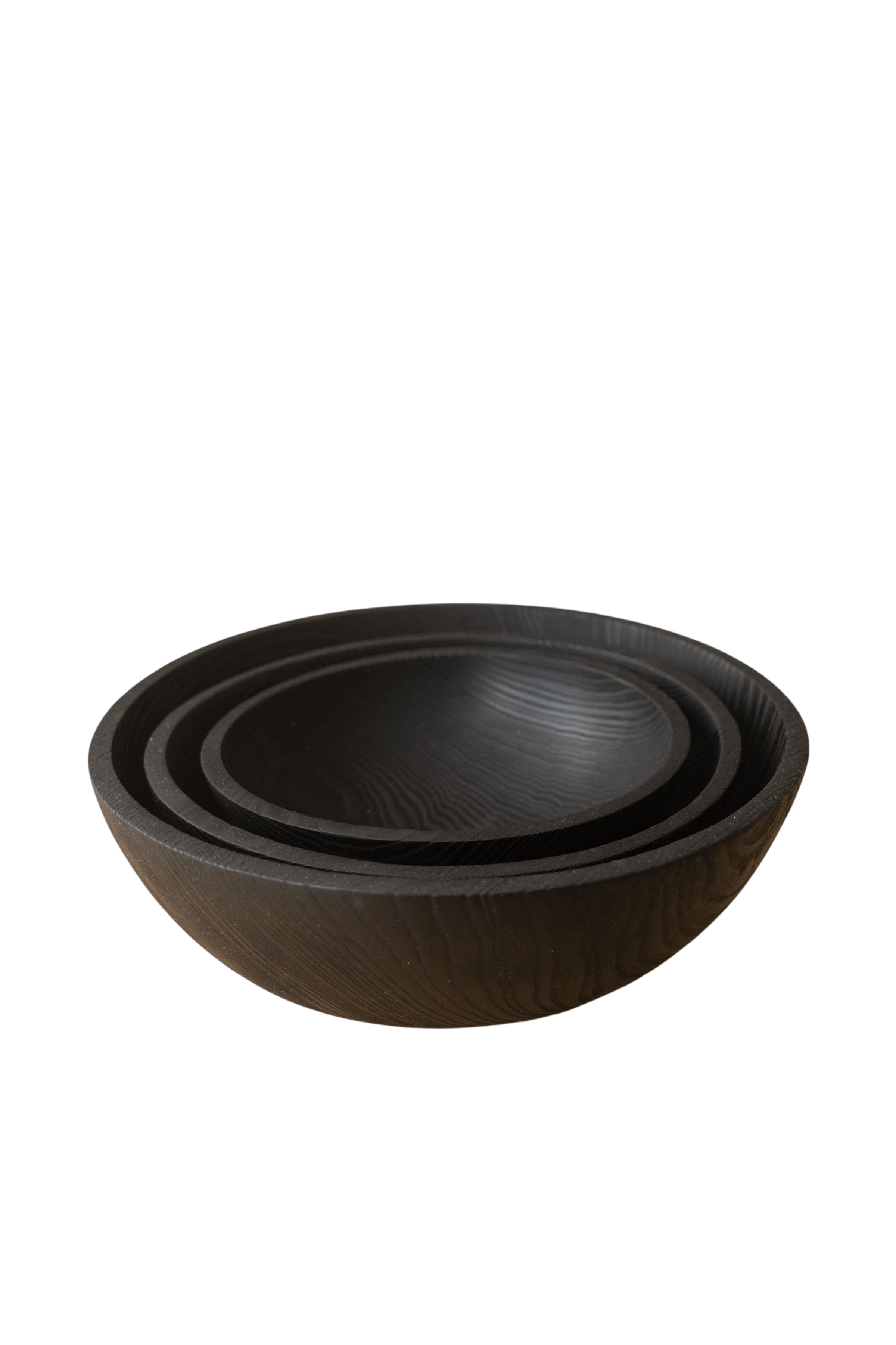 Charred Ash wood Nesting Bowl Set