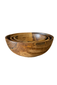 Hand Carved Walnut Wood Nesting Bowl Set