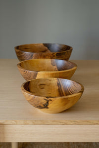 Hand Carved Walnut Wood Nesting Bowl Set