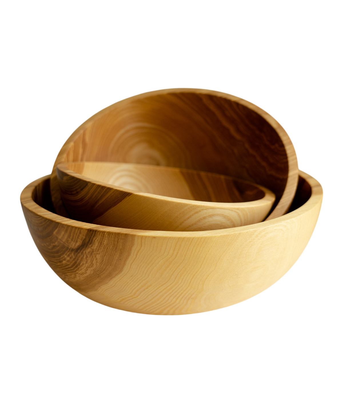Hand Carved Ash wood Nesting Bowl Set